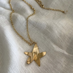 collana lunga stella stropicciata, in oro e argento, bijoux, cacao jewels