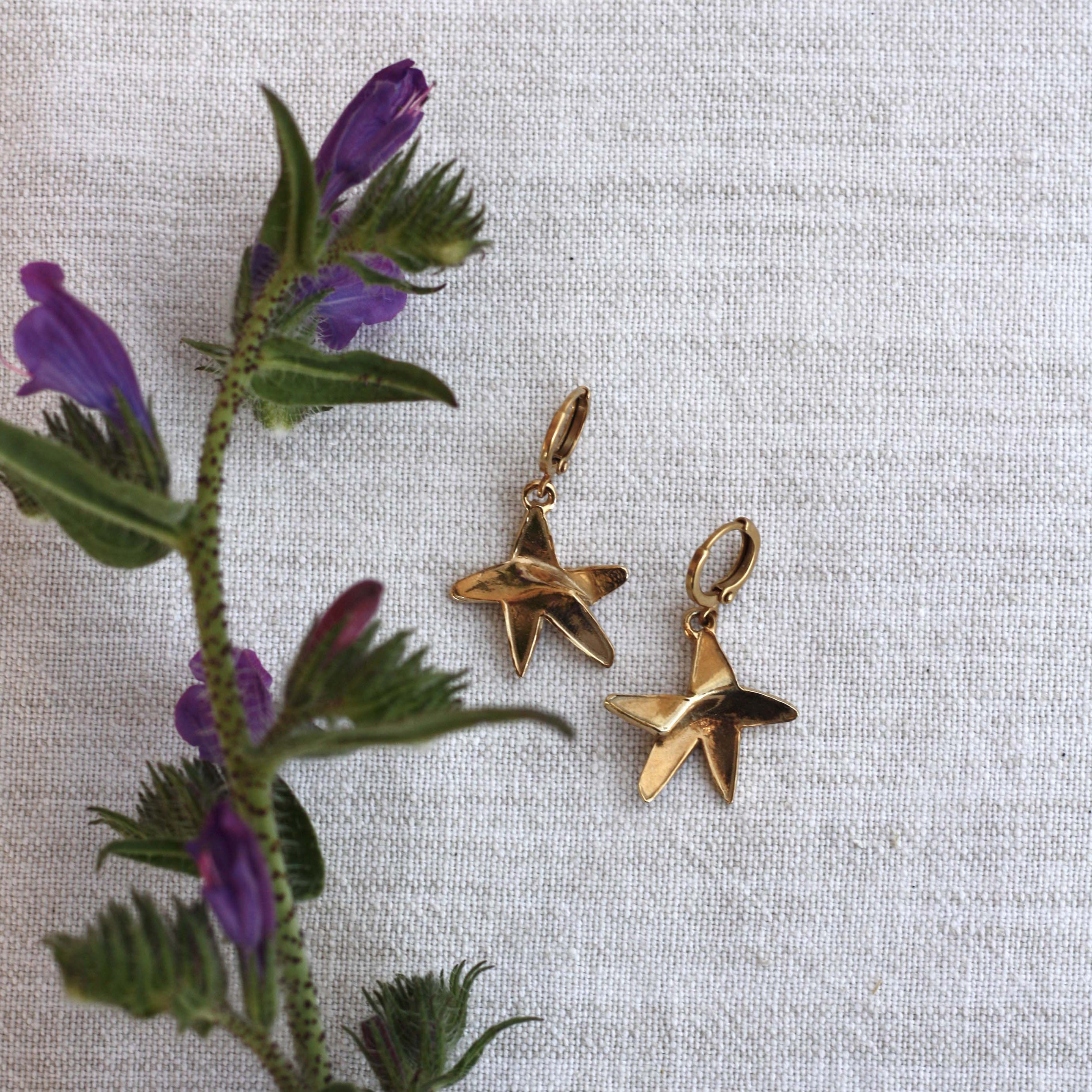 orecchini stelline gold plated, handmade jewels, made in Italy