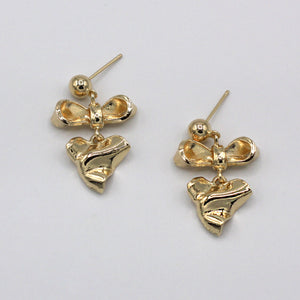 orecchini piccolo amore, cacao jewels, earrings, heart, ribbon bow, fiocchetto, cuore, biglietto d'amore