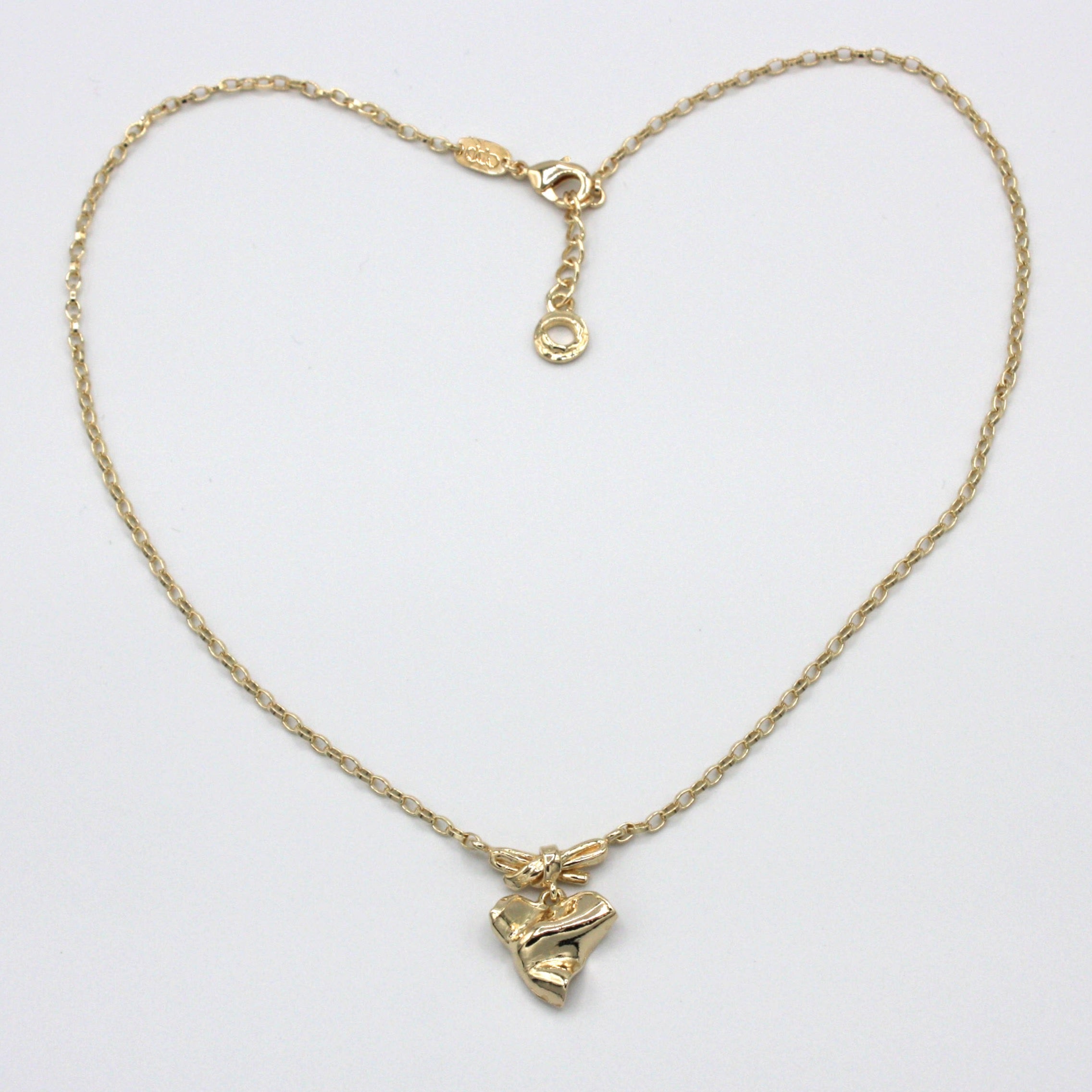 collana mon amour, cacao jewels, cuore accartocciato, cuore stropicciato, fiocco, pendente, femminile, ispirazione anni 80, amore mio