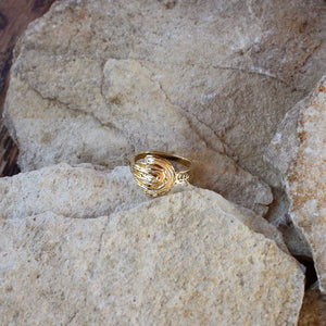 anello fasciante, ventaglio, natura, oro placcato, dive anni 50, Audrey Hepburn