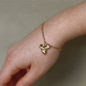 bracciale love message, cacao jewels, cuore accartocciato, ispirazione anni 80, heart, Mtv, metallizzato, oro