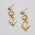 Carica l'immagine nel visualizzatore di Gallery, orecchini ventaglietto, cacao jewels, palme, ispirazione gioielli anni 50 americani, eleganti, pendenti
