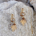 Carica l'immagine nel visualizzatore di Gallery, orecchini ventaglietto, cacao jewels, palme, ispirazione gioielli anni 50 americani, eleganti, pendenti, natura
